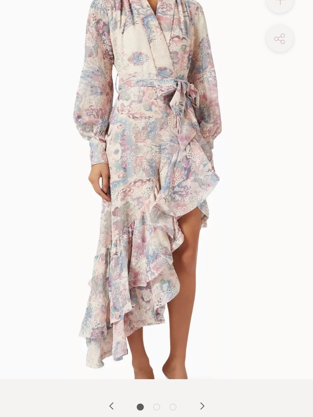 Elliatt Floral Paisley Asymmetrical Wrap Dress in Pink, Blue & Cream